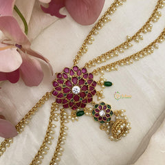 Precious Red Green White Kemp Jada Billai with Pearl Maatil-G14889