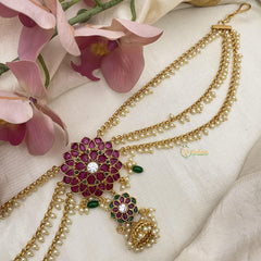 Precious Red Green White Kemp Jada Billai with Pearl Maatil-G14889