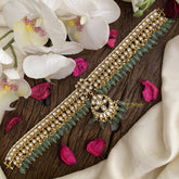 Vriksham Exquisite White Kundan Jadau Pastel Green Bead Choker-J2984