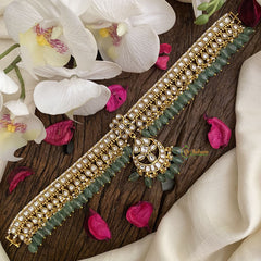 Vriksham Exquisite White Kundan Jadau Pastel Green Bead Choker-J2984