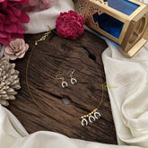 Vriksham 3 Tear Drop Shape Pendant Invisible Chain-Blue White-G18462