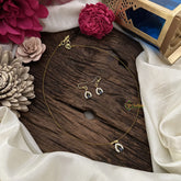 Vriksham Tear Drop Shape Pendant Invisible Chain-Blue White-G18461