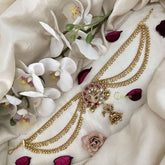 Vriksham Antique Peacock Jada Billai With Gold Maatil Bridal Jada Billai-Gold Bead-G19319