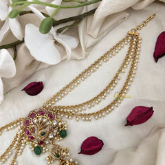 Vriksham Antique Peacock Jada Billai With Pearl Maatil Bridal Jada Billai-Pearl-G19320