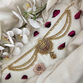 Vriksham Lakshmi & Lotus Jada Billai With Gold Maatil Bridal Jada Billai-Green Bead-G19314