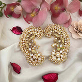 Vriksham Grand Royal Peacock Antique Divine White Stone & Pearl Earcuffs -G22259