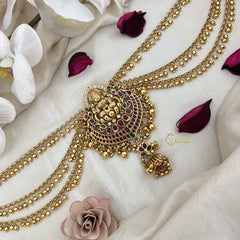 Vriksham Lakshmi & Lotus Jada Billai With Gold Maatil Bridal Jada Billai-Green Bead-G19314