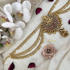 Vriksham Lakshmi & Lotus Jada Billai With Gold Maatil Bridal Jada Billai-Green Bead-G19314