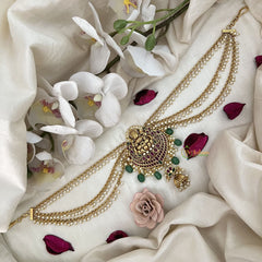 Vriksham Lakshmi & Lotus Jada Billai With Pearl Maatil Bridal Jada Billai-Gold Bead-G19315