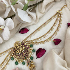 Vriksham Lakshmi & Lotus Jada Billai With Pearl Maatil Bridal Jada Billai-Gold Bead-G19315