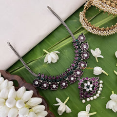 Vriksham Designer Black Polish Traditional Precious Kemp Short Neckpiece-Pearl-G18534