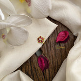 Vriksham Unique Floral Jadau Kundan Stone Nath/Nose pin-Red-J2908