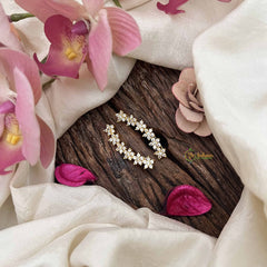 Vriksham Delicate Flower Ear Cuffs – Gold and White Stone Ear Climbers Earrings-G20260