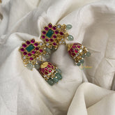 Vriksham Designer Jadau Kundan Jhumka-Pastel Green Bead-J2842