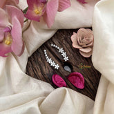 Vriksham Dainty Floral CZ Ear Climber Ear Cuff & Silver Plated Earrings-G20263