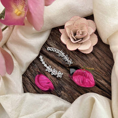 Vriksham Dainty Floral CZ Ear Climber Ear Cuff & Silver Plated Earrings-G20263