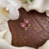 Vriksham Red White Floral Kundan Jadau Maharashtrian Style Press Bugadi-J2953