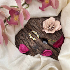 Vriksham Classic CZ Bezel Ear Climber-Gold Plated Minimalist Stud Earrings-G20264