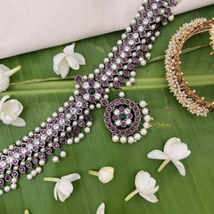 Vriksham Designer Precious Kemp Short Neckpiece-Pearl-G18549