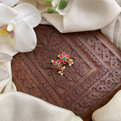 Vriksham Red Green Floral Kundan Jadau Maharashtrian Style Press Bugadi-J2952