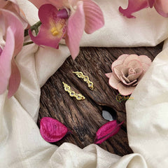 Vriksham Classic CZ Bezel Ear Climber-Gold Plated Minimalist Stud Earrings-G20264