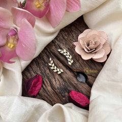 Vriksham Gold Leaf CZ Ear Cuff-Minimalist Crystal Climber Gold Plated Earring-G20255