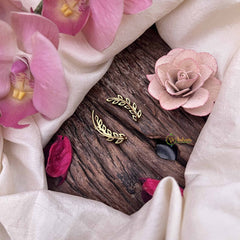 Vriksham Gold Leaf CZ Ear Cuff-Minimalist Crystal Climber Gold Plated Earring-G20255