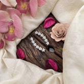 Vriksham Delicate Flower Ear Cuffs-Silver and White Stone Ear Climbers Earrings-G20261