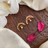 Vriksham Half Moon Style Kundan Jadau Maharashtrian Style Press Bugadi-Red-J2950