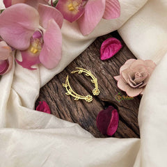 Vriksham Floral Vine CZ Ear Climber-Gold Plated Statement EarCuff Stud Earrings-G20266