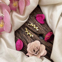 Vriksham Elegant Gold-Shine Arch Ear Cuff & Crystal Detailing Earring-G20258