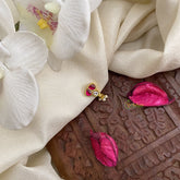 Vriksham Designer Red White Jadau Kundan Stone Nath/Nose pin-Pearl-J2905