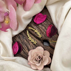 Vriksham Dainty Floral CZ Ear Climber Ear Cuff & Gold Plated Earrings-G20262