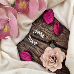 Vriksham Sliver Leaf CZ Ear Cuff-Minimalist Crystal Climber Earring-G20256