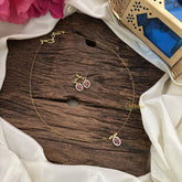 Vriksham Oval Shape Pendant Invisible Chain-Pink White-G18470