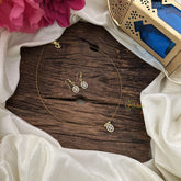 Vriksham Oval Shape Pendant Invisible Chain-White-G18474