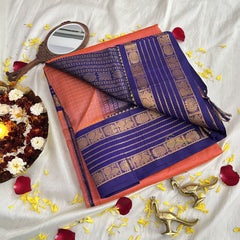 Colar Color Korvai Silk Cotton Saree-Vairaoosi Podi Kattam-Handloom-VS3399