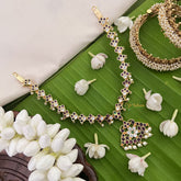 Vriksham Red Green & White Precious Kemp Short Neckpiece-Pearl-G18550