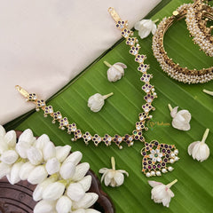 Vriksham Red Green & White Precious Kemp Short Neckpiece-Pearl-G18550