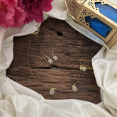 Vriksham 3 Oval Shape Pendant Invisible Chain-White-G18473