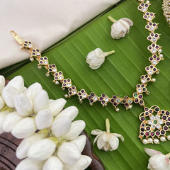 Vriksham Red Green & White Precious Kemp Short Neckpiece-Pearl-G18550