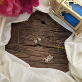 Vriksham 3 Oval Shape Pendant Invisible Chain-White-G18472