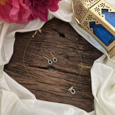 Vriksham Oval Shape Pendant Invisible Chain-Blue White-G18475