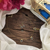 Vriksham 3 Oval Shape Pendant Invisible Chain-Blue White-G18476