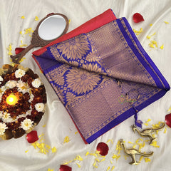 Pink with Blue Vairaoosi Silk Cotton Saree -VS407