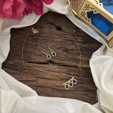 Vriksham 3 Oval Shape Pendant Invisible Chain-Blue White-G18477