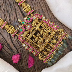 Vriksham Elegant Dual Peacock Elephant Lakshmi Pendant Jadau Kundan Neckpiece-J2977