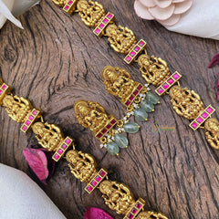 Vriksham Elegant Dual Peacock Elephant Lakshmi Pendant Jadau Kundan Neckpiece-J2977