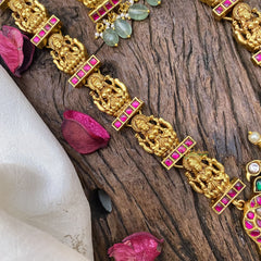 Vriksham Elegant Dual Peacock Elephant Lakshmi Pendant Jadau Kundan Neckpiece-J2977