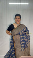 Vriksham Blue Block Print Hand block Kota Cotton Saree-VS4926